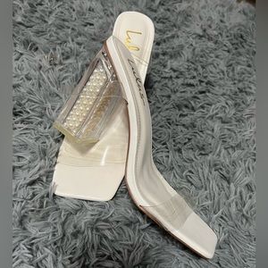 Womens Lulu pearl/clear heels